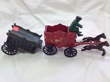 Vintage Cast Iron Circus Wagons Horse Collectibles 8" Long 4 Pieces
