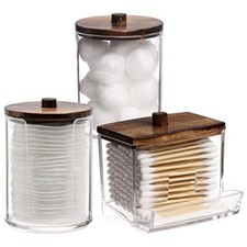 Tbestmax Bathroom Organizer Accessories Set-10 OZ,7 OZ Qtips Group B-Brown Wood