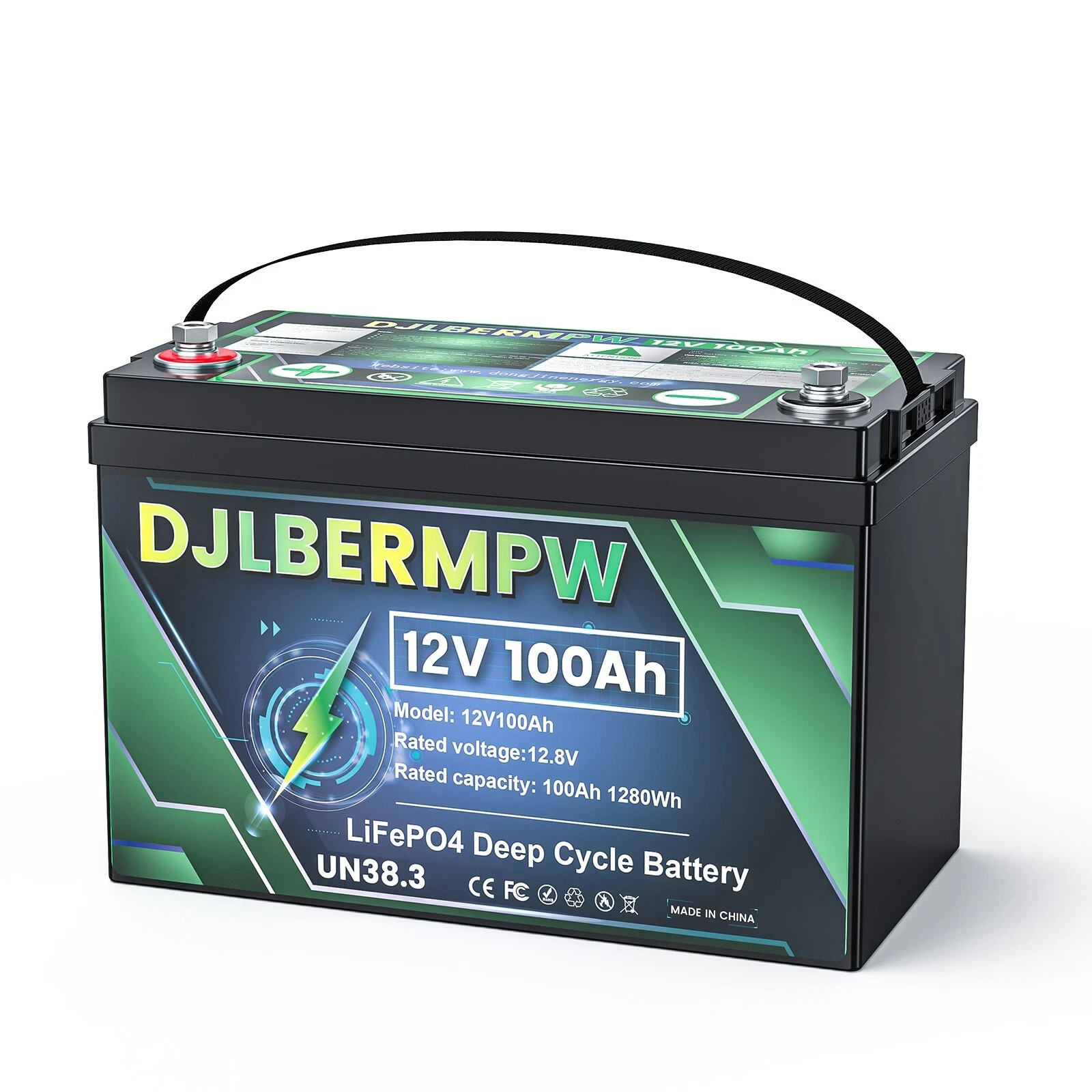 DJLBERMPW 12V 100Ah LiFePO4 Lithium Battery BMS