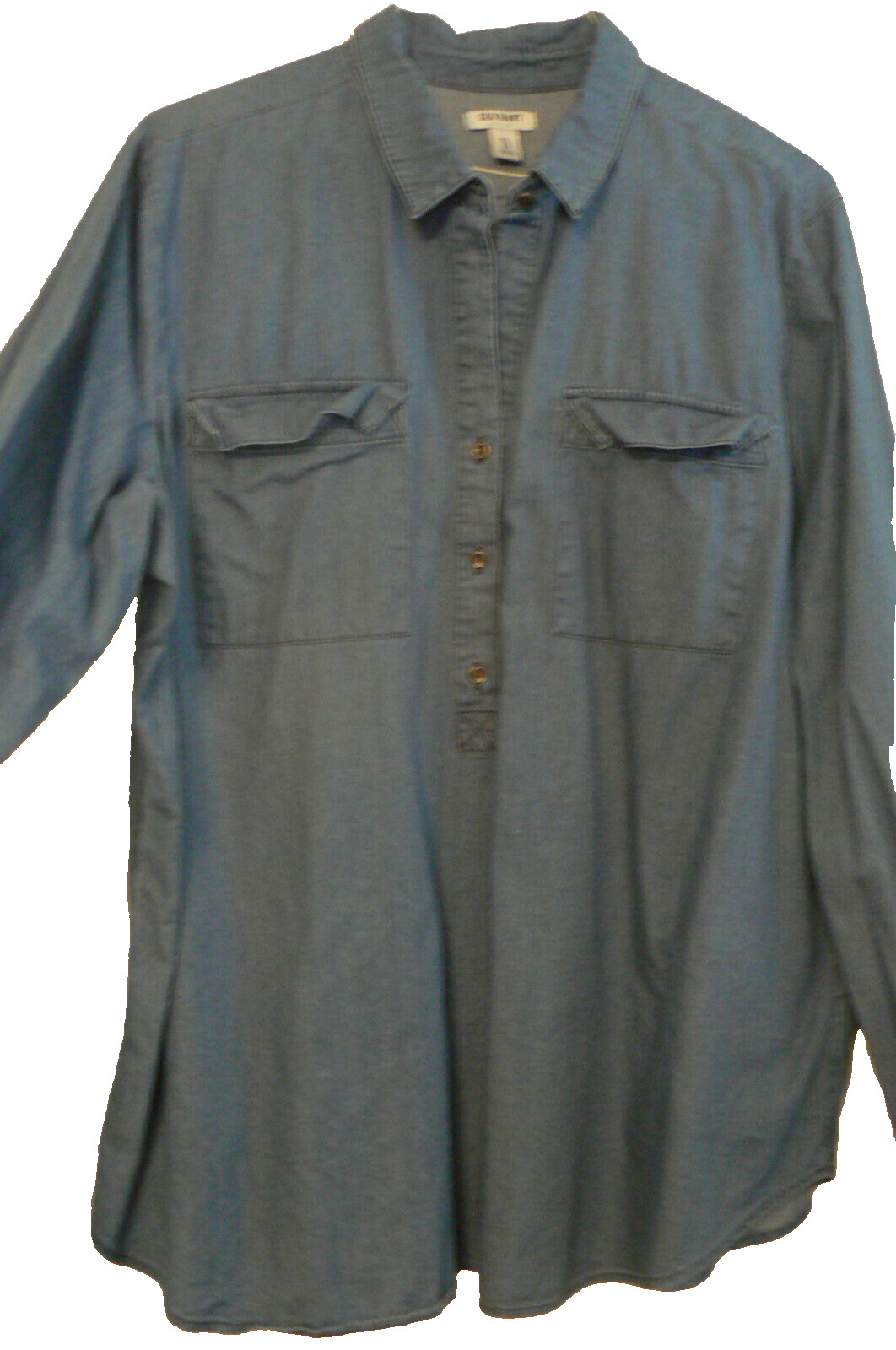 OLD NAVY Womens XXL 2X Chambray long sleeve 100% cotton soft denim shirt