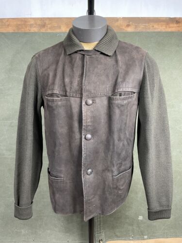 Vintage Car Coat Chin Strap Sweater Shirt 40s 50s… - image 1