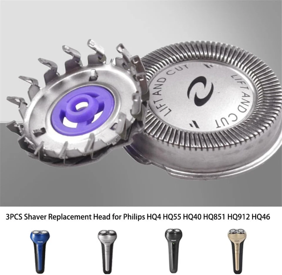 3 Testine Di Rasatura Da Uomo per Rasoio Elettrico Philips HQ4 HQ55 HQ40 HQ851 H - Immagine 3 di 4