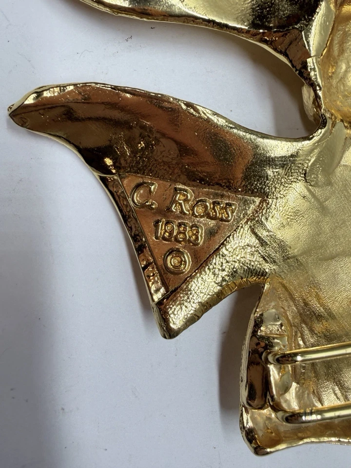 CHRISTOPHER ROSS 1983 ENORME arco dorado hebilla de cinturón vintage Foto 3 de 4