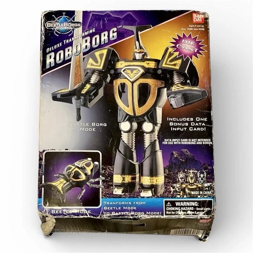 Vintage 1997 Bandai BeetleBorgs Diecast Deluxe Transforming Roboborg Damaged Box