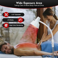 Ajustable Stand 275W Infrared Heat Lamp,Therapy Lamp for Body or Pain Relief