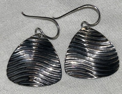 Sterling Silber 925 Kräuselung Ohrhänger Strukturiert Welle 1,5'' Neu Modern