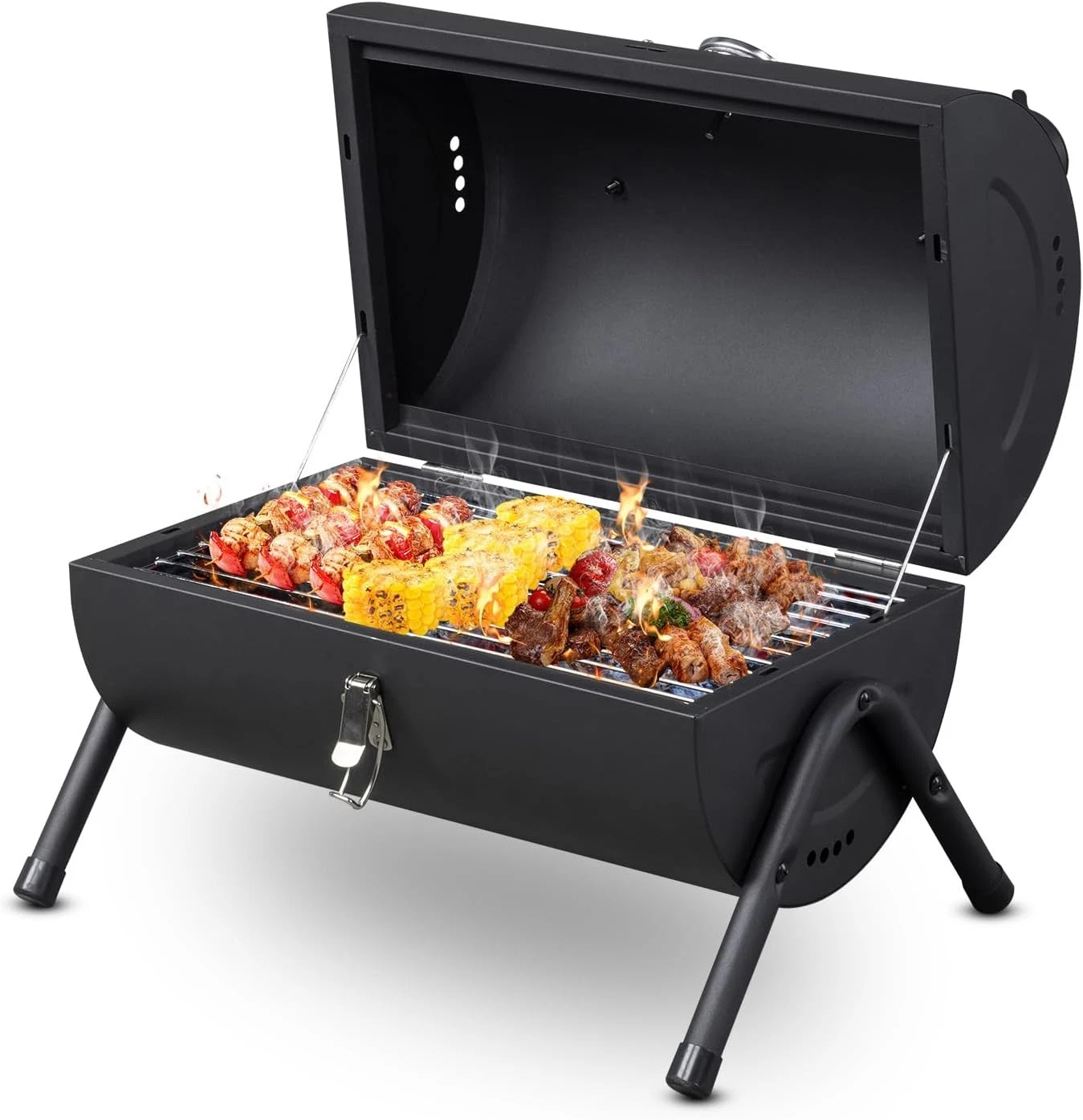 Portable Charcoal Grill,Tabletop Outdoor Barbecue Smoker,Compact Camping Grills,