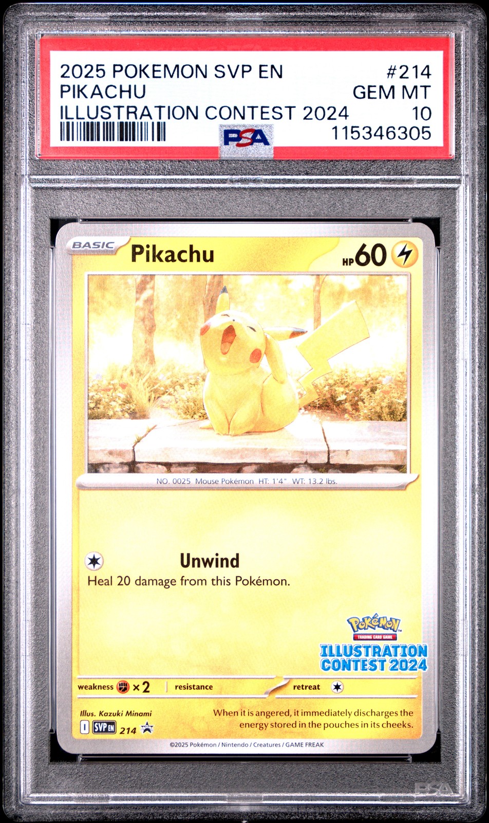 2025 POKEMON SVP EN-SV BLACK STAR PROMO ILLUSTRATION CONTEST 2024 PIKACHU PSA 10