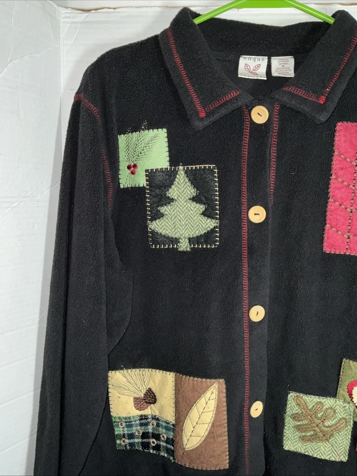 Cárdigan Suéter Vintage Onque Informal Para Mujer Navidad Otoño Talla Mediana Árboles Foto 2 de 4