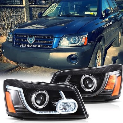 Pair VLAND Projector Headlights For Toyota Highlander SUV 2001-2007 LED DRL Set