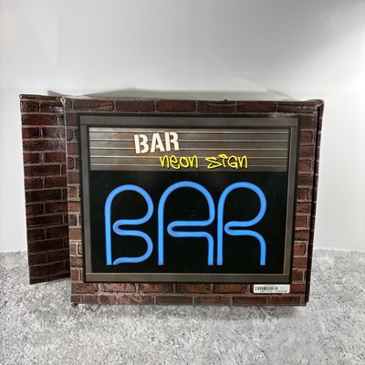 Electronic Plug In LED Neon Light Up Glass BAR Beer Sign Man cave Blue