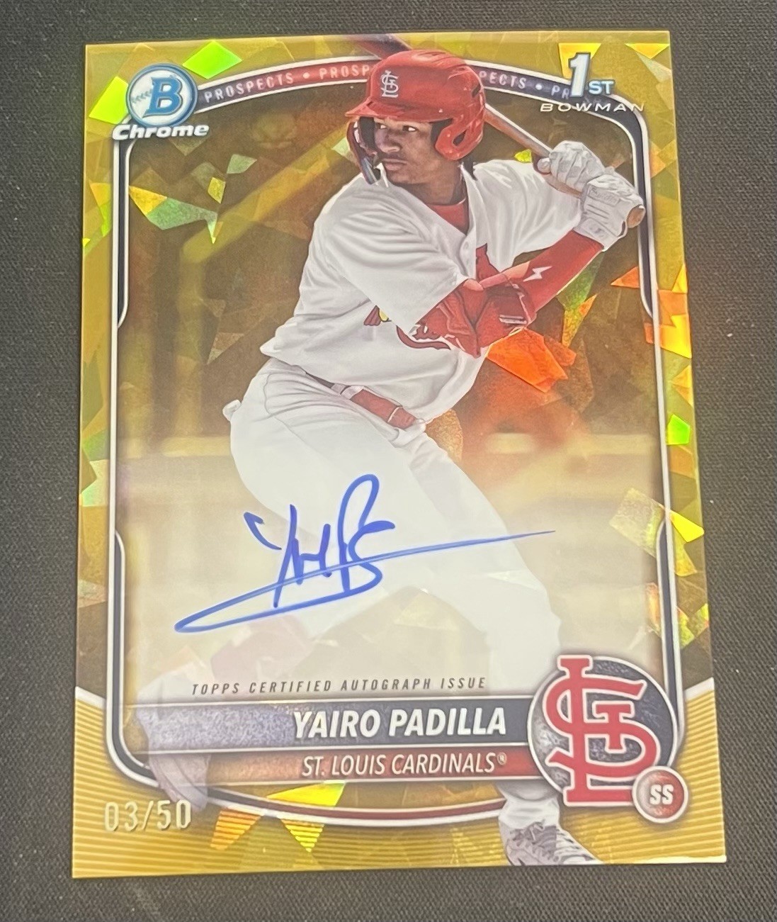 2025 Bowman Chrome Sapphire Yairo Padilla Auto GOLD SAPPHIRE REFRACTOR AUTO /50