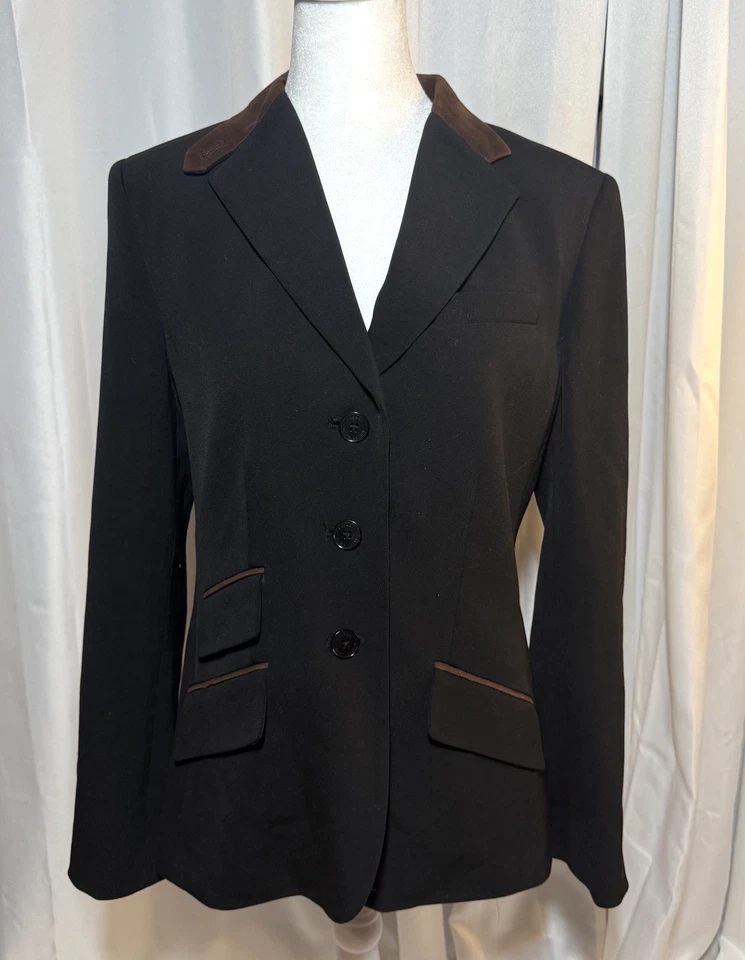 Vintage Ralph Lauren Equestrian Blazer Suede Collar Wool Riding Coat Old Money - Image 2 of 4