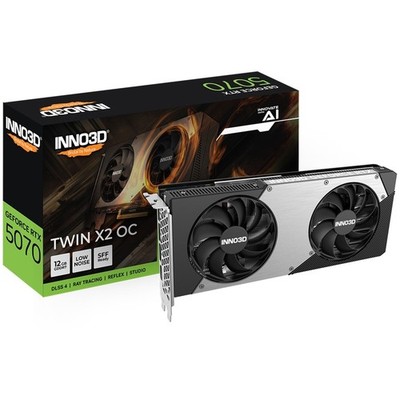 INNO3D GeForce RTX 5070 TWIN X2 OC Grafikkarte schwarz 2542 MHz Boost Takt HDMI