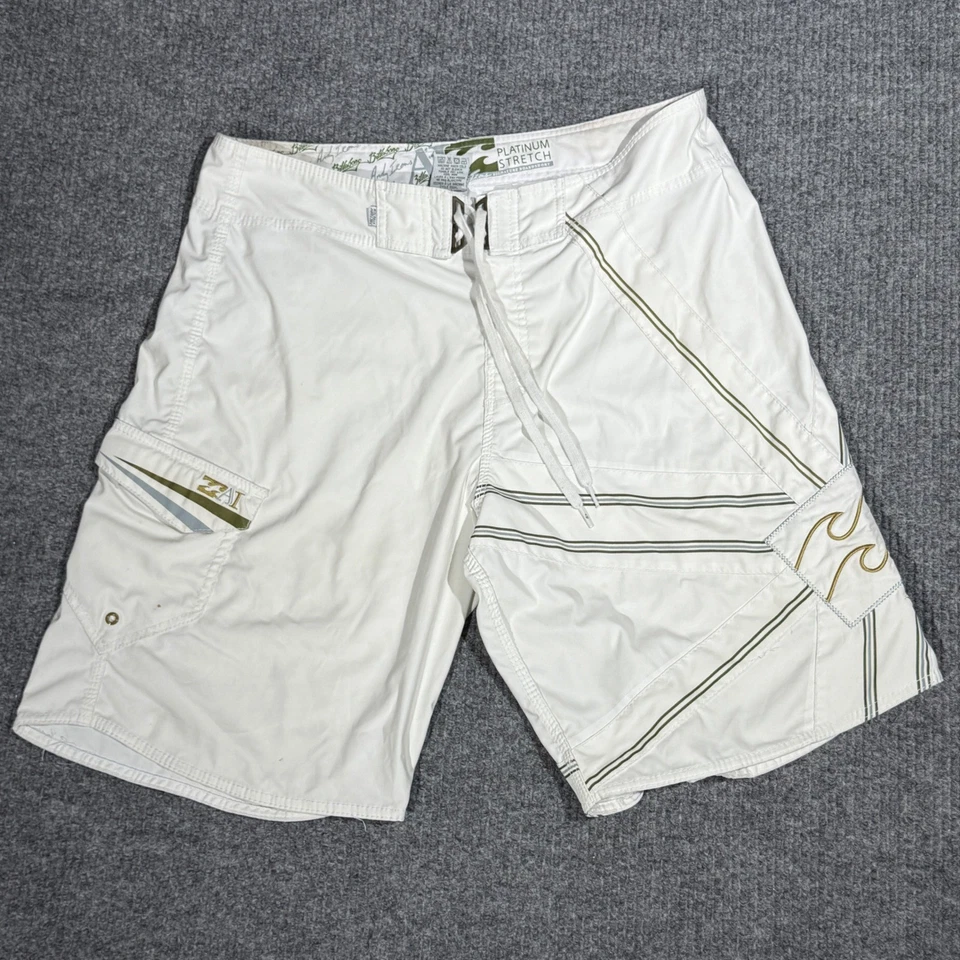 Very Rare Billabong x Andy Irons Rising Sun Board Shorts Size 33 Gold White - Image 3 of 4