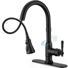 Black Kitchen Faucet with Pull Down Sprayer 3-Function Commercial High Arc