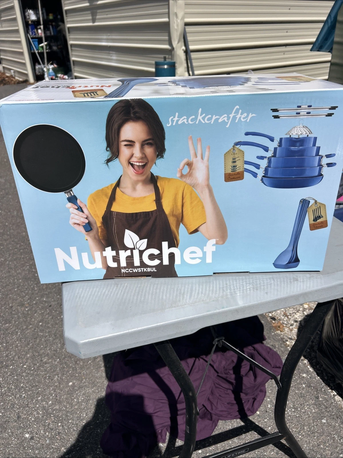 Nutrichef Stackcrafter Stackable pots & Pans Set-17 Piece Blue #10