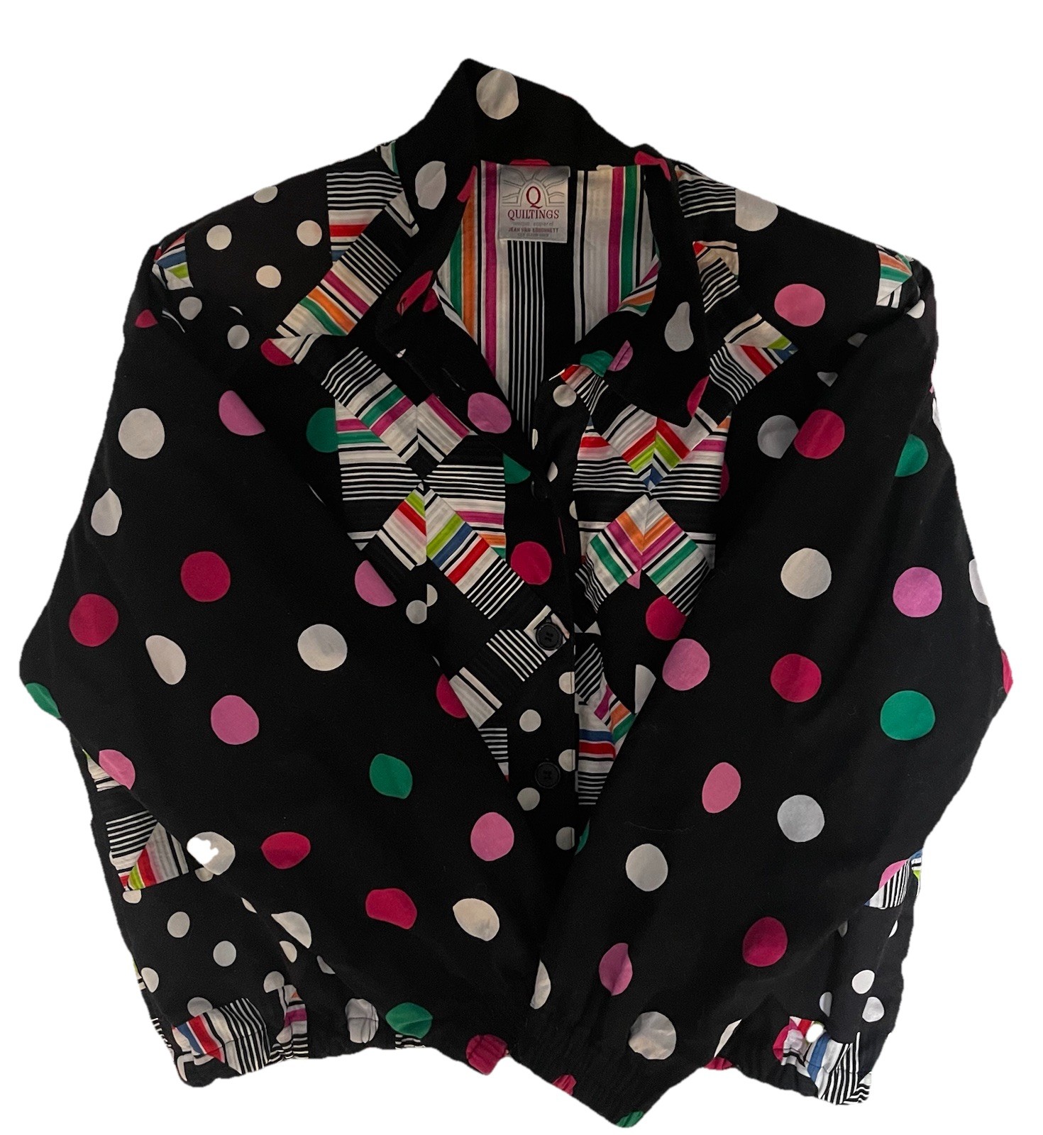 Quilt Jacket Button Handmade Patchwork Granny Cor… - image 9