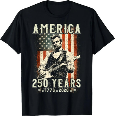 #ad Vintage Abraham Lincoln Abe Lincoln Playing Guitar 250 Years T Shirt $15.99