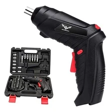 Electric Screwdriver, 3.6V Cordless, 44pcs Screwdriver Bit Set, Front 47 in 1