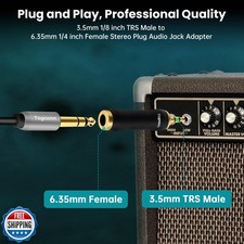 Togconn 1/8 Inch to 1/4 Inch Adapter 4 Pack, 3.5mm TRS Stereo Male to 6.35mm ...