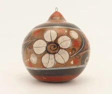 Mexican Folk Art Tonala Clay Pottery Christmas Ornament Hand Painted Mexico 2.5"