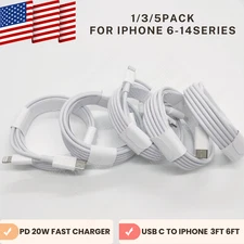 6FT 3FT 20W PD USB C Fast Charger Data Cable For iPhone 14 13 12 11 XR XS 8 Lot