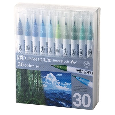 Kuretake brush pen ZIG clean color real brush Set of 30 color RB-6000AT/30VB NEW