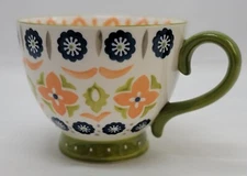 DeeCoo Large Ceramic Hand Painted Coffee Mug Large 15 oz. Lime Green Orange Blue
