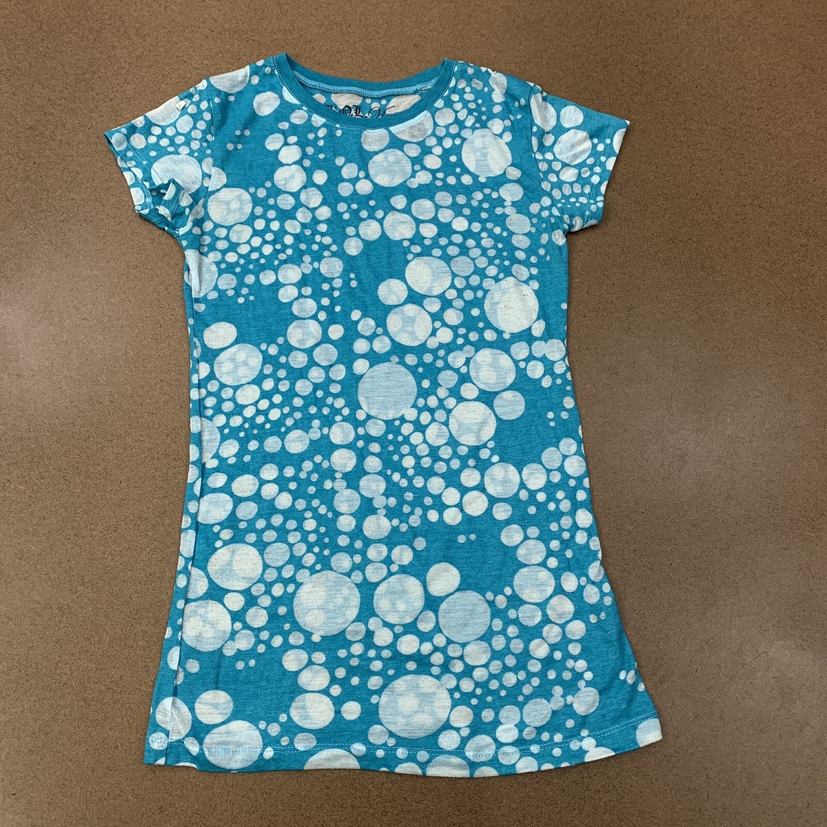 ＬＯＬ LOL Vintage Juniors Size Medium Blue White Bubbles Shirt Sleeve T