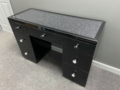 black mirrored dressing table