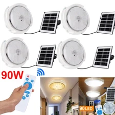 4-1pcs Solar Powered Ceiling Pendant Light Remote Indoor Outdoor Lamp Waterproof