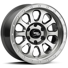 17" RockTrix RT111 Machined Gunmetal 6x135 Wheel 17x9 -12mm, 4.5" Backspace