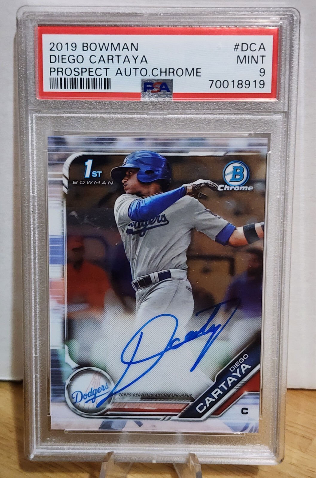 2019 BOWMAN CHROME DIEGO CARTAYA DODGERS AUTO ROOKIE RC PSA 9 MINT