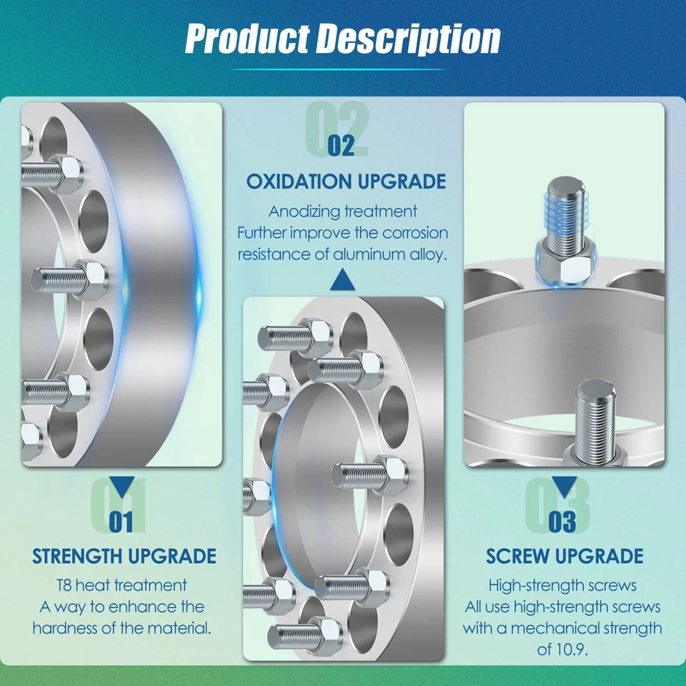 4 piezas espaciadores de rueda centrados en el cubo 8x6,5 a 8x6,5 9/16"x18 para Dodge Ram 2500 3500 Foto 3 de 4