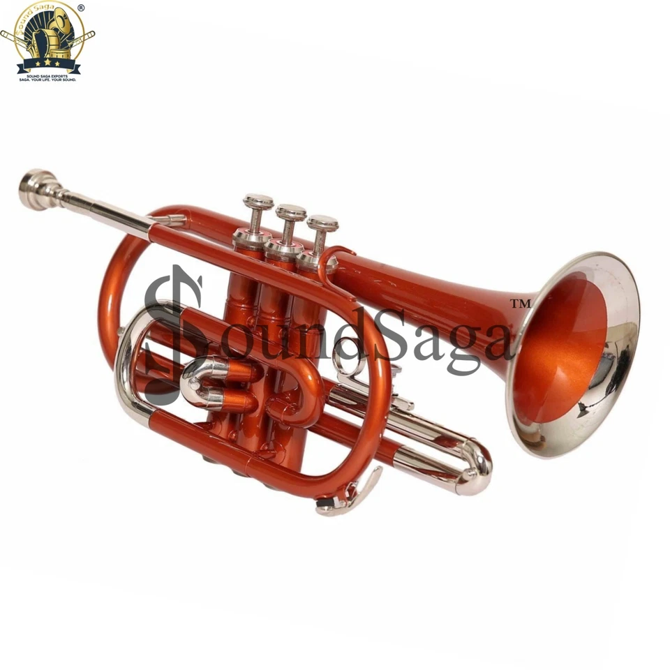 SOUND SAGA Corneta 3 Válvulas Bb Paso Con Boquilla y Estuche de Transporte (Cobre Plata) Foto 2 de 4