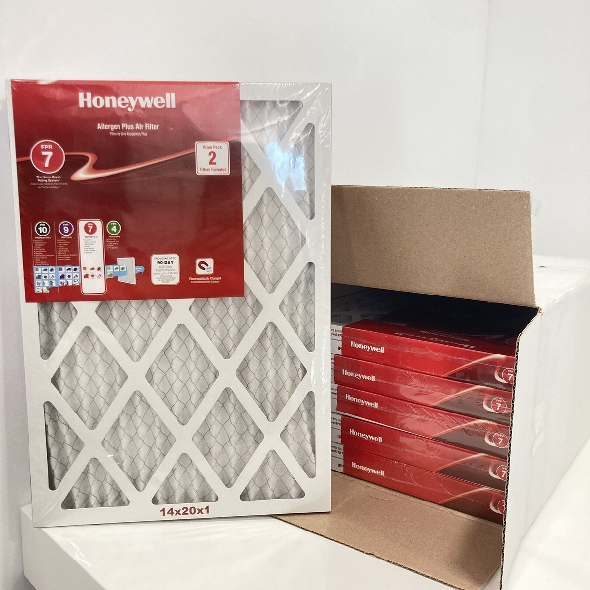 12-Pack Honeywell 14x20x1 Pleated Allergen Plus Air Filters FPR 7 u003d MERV 10  / 11 | eBay