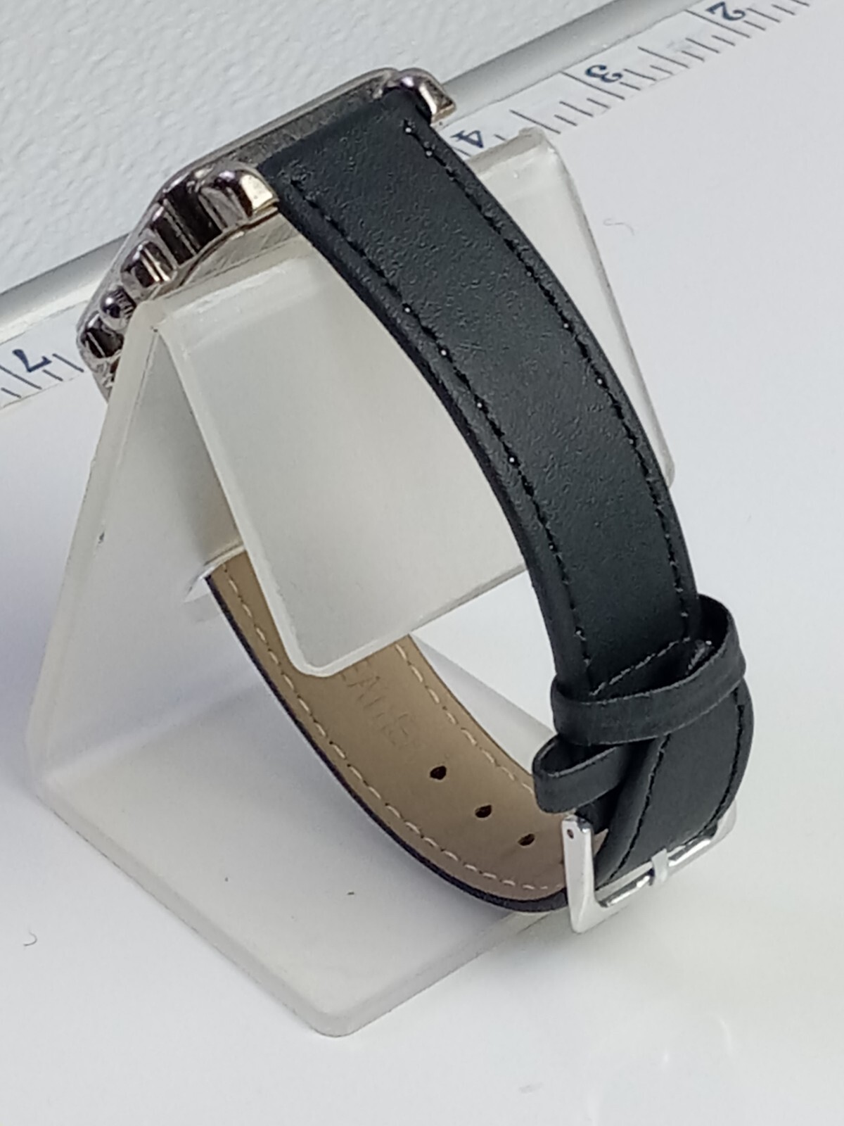 Silver Tone Dial Rectangle Case Silver Dial Black… - image 5