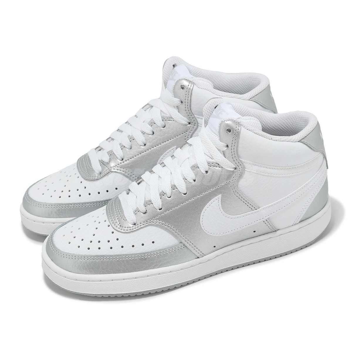 Nike Wmns Court Vision Mid White Metallic Silver Women Casual