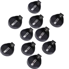 Black Button Coin Cell Battery Socket Holder Case Organizer CR2025 CR2032 10pack