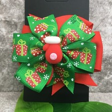 Handmade 3" Alligator Clip Christmas Layered Bow Grosgrain Ribbon New 72