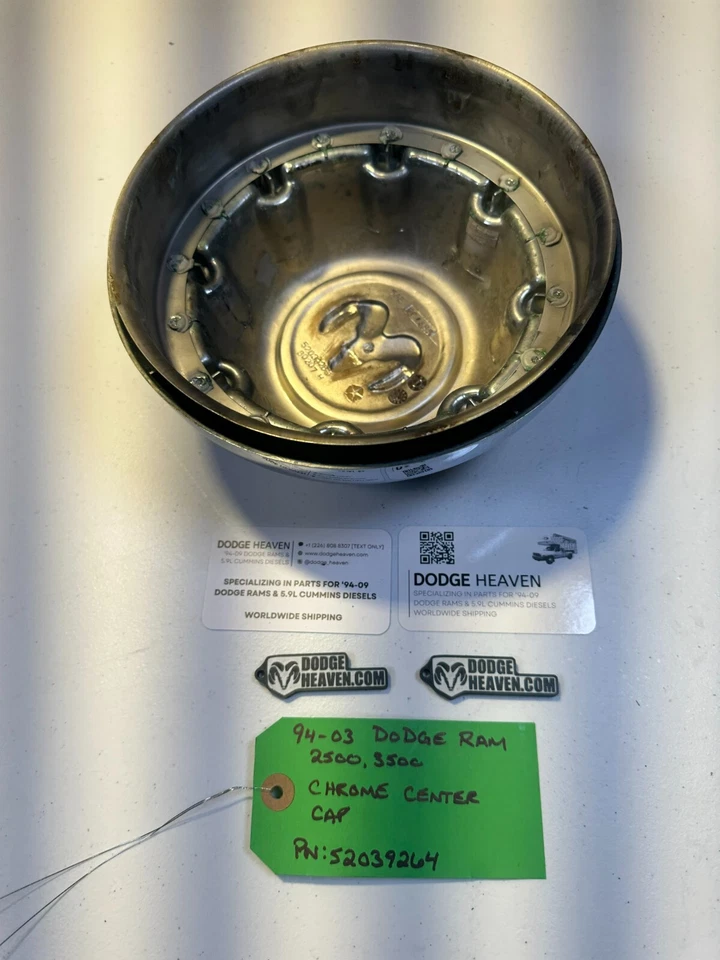 Tapacubos central cromado OEM 1994-2002 Dodge Ram/Furgoneta 2500 52039264 Foto 3 de 4