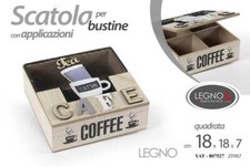 SCATOLA PORTA OGGETTI BUSTINE THE 18*18*7 CM IN LEGNO DECORO CAFE YAT-807527