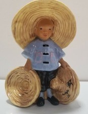 Vintage 1947 McCarty Brothers California Asian Boy Vase 7" 5.5" EUC