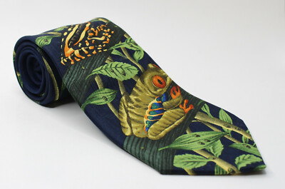 Vintage Marc Dennis Bruce's Rain Forrest Puritan Frog Neck Tie Silk Made in USA