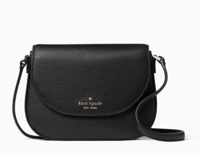 Kate Spade leila mini flap Leather Crossbody Saddle Bag ~NWT~ Black