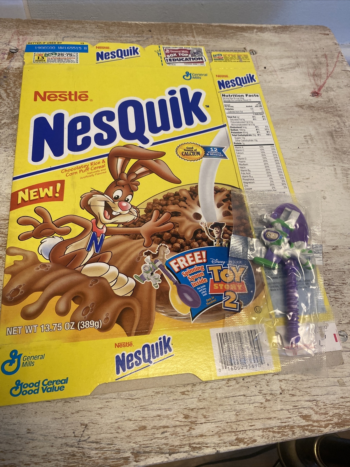 1990s Nesquik cereal box With toy story 2 buzz light year Spoon Prize