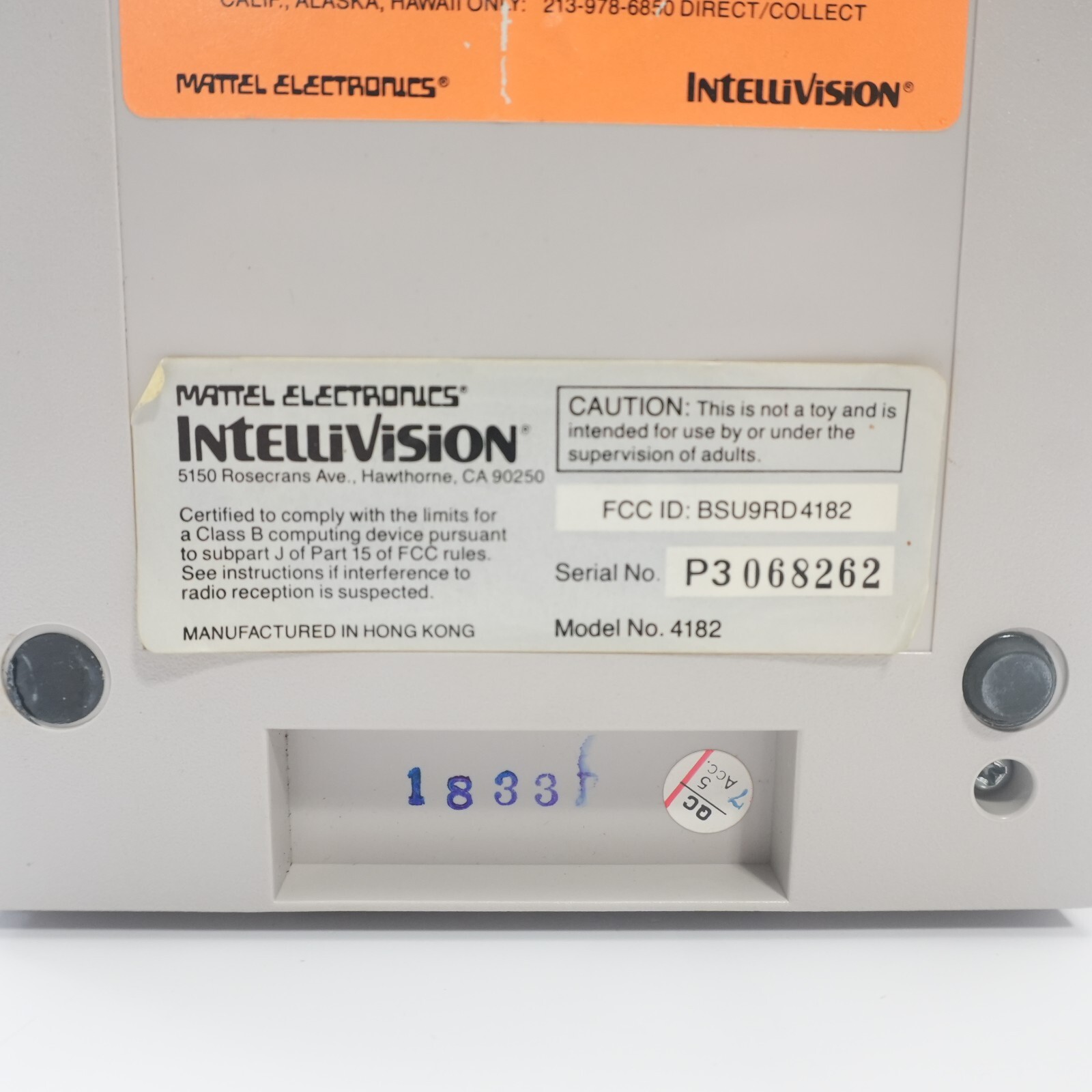Mattel 4182 Intellivision Computer Module *UNIT ONLY* Console Game ...