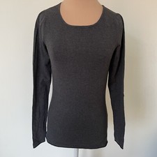 Minnie Rose Gray Stretch Cotton Round Neck Long Sleeve Sweater NWT XS H1937C12