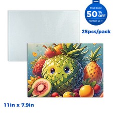 25pcs 11 x 7.9in Sublimation Tempered Glass Cutting Board with Coating Rough